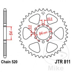 JT SPROCKETS Corona plato transmisión 39T P-520 Ø64 MM Ø84 727.02.95