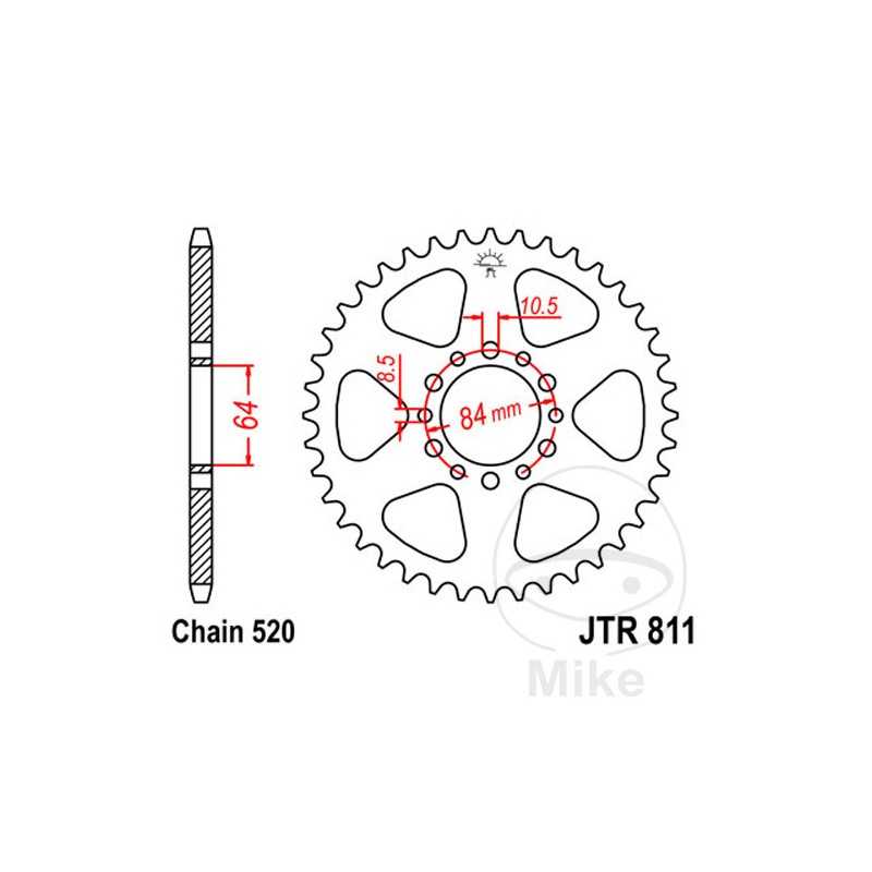 JT SPROCKETS Corona plato transmisión 39T P-520 Ø64 MM Ø84 727.02.95