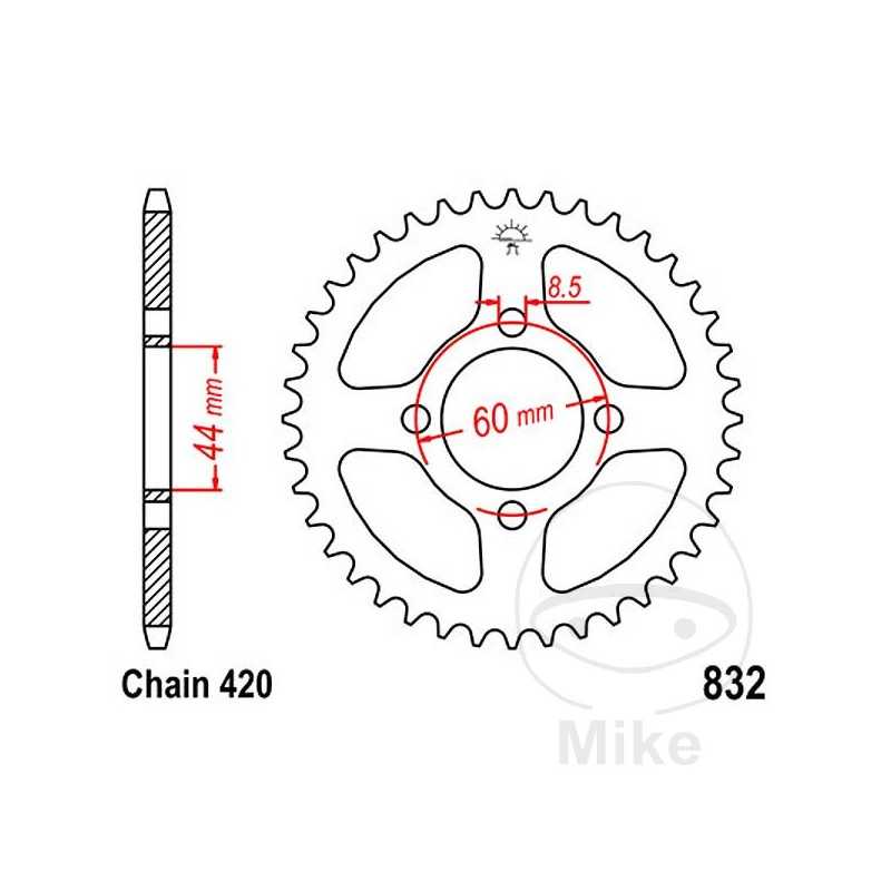 JT SPROCKETS Corona plato transmisión 41T P-420 Ø44 MM Ø60 727.25.78