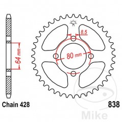JT SPROCKETS Corona plato transmisión 37T P-428 Ø64 MM Ø80 727.00.42