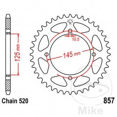 JT SPROCKETS Corona plato transmisión 39T P-520 Ø125 MM Ø145 727.32.53