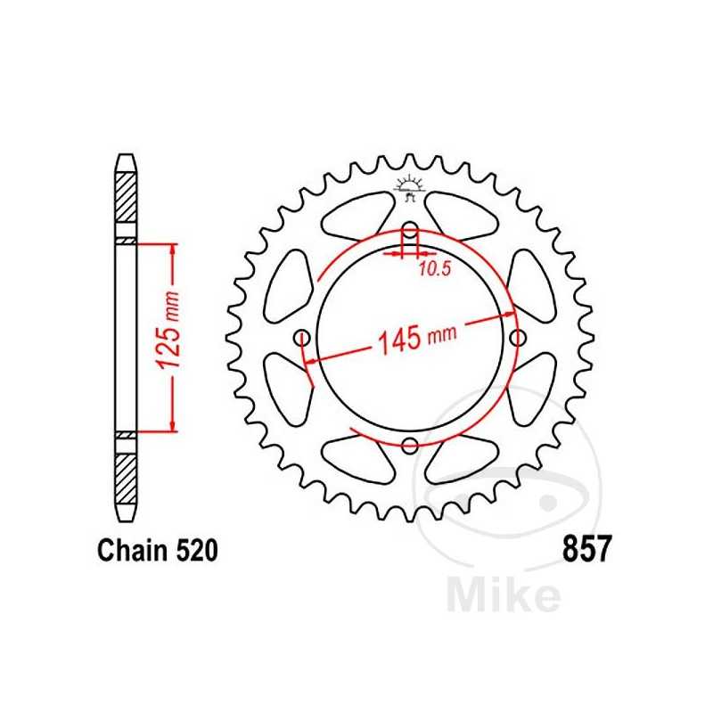 JT SPROCKETS Corona plato transmisión 39T P-520 Ø125 MM Ø145 727.32.53