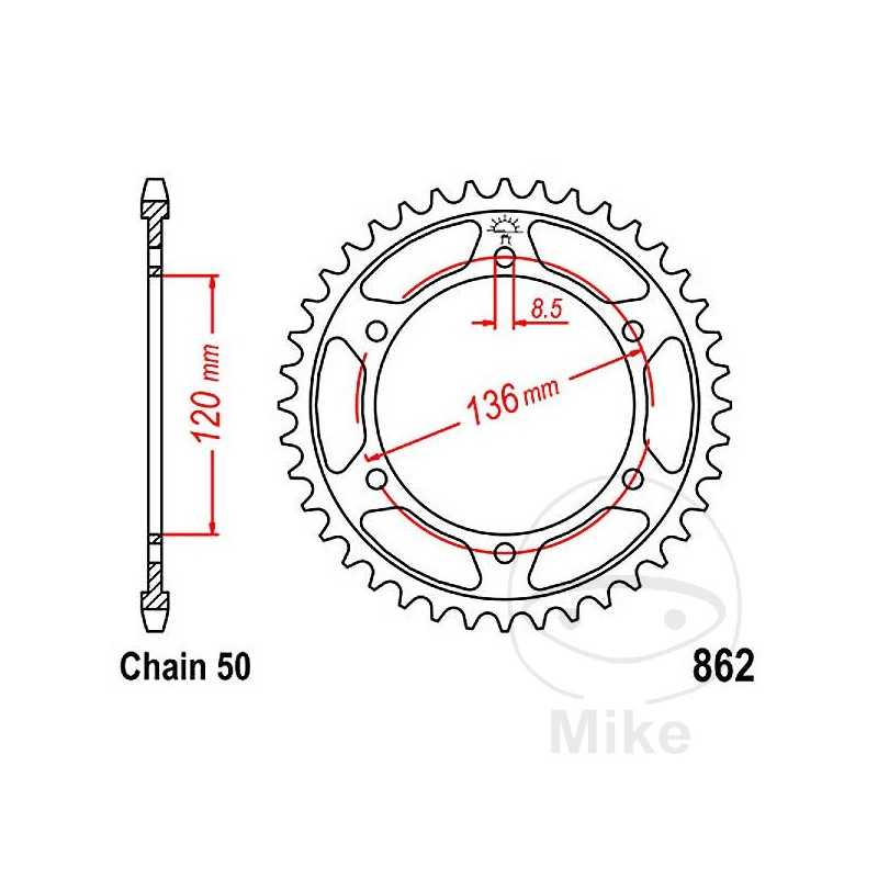 JT SPROCKETS Corona plato transmisión 38T P-530 Ø120 MM Ø135 727.38.73