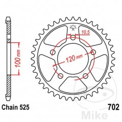 JT SPROCKETS Corona plato transmisión 40T P-525 Ø100 MM Ø120 727.11.66
