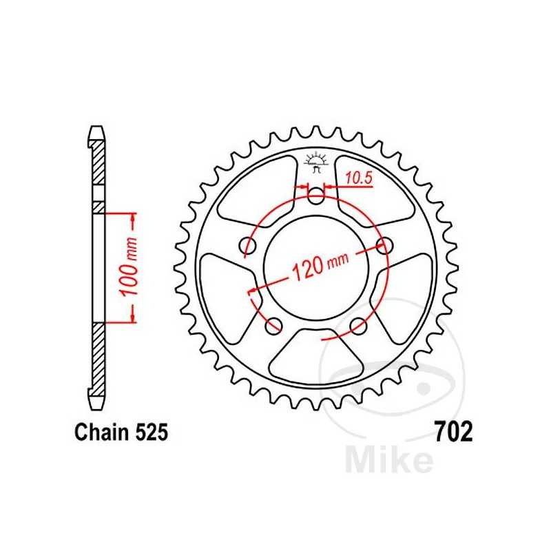 JT SPROCKETS Corona plato transmisión 41T P-525 Ø100 MM Ø120 727.62.98