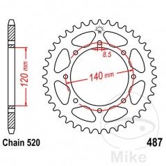 JT SPROCKETS Corona plato transmisión 37T P-520 Ø120 MM Ø140 727.15.22