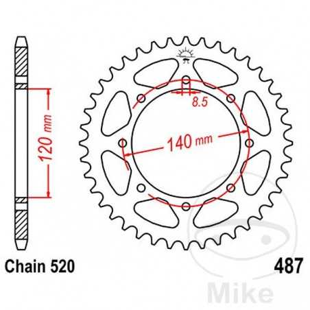 JT SPROCKETS Transmission plate crown 47T P-520 Ø120 MM Ø140 727.08.89