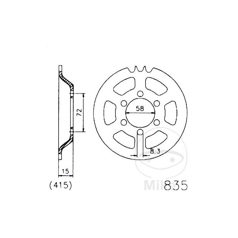 ESJOT Corona plato transmisión 41T P-415 Ø58 MM Ø72 727.45.09