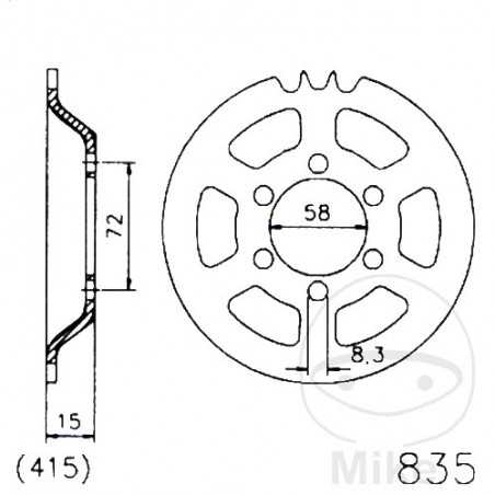 ESJOT Transmission plate crown 41T P-415 Ø58 MM Ø72 727.45.09