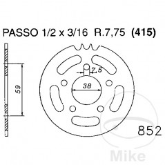 ESJOT Corona plato transmisión 45T P-415 Ø038 MM Ø059 727.04.57