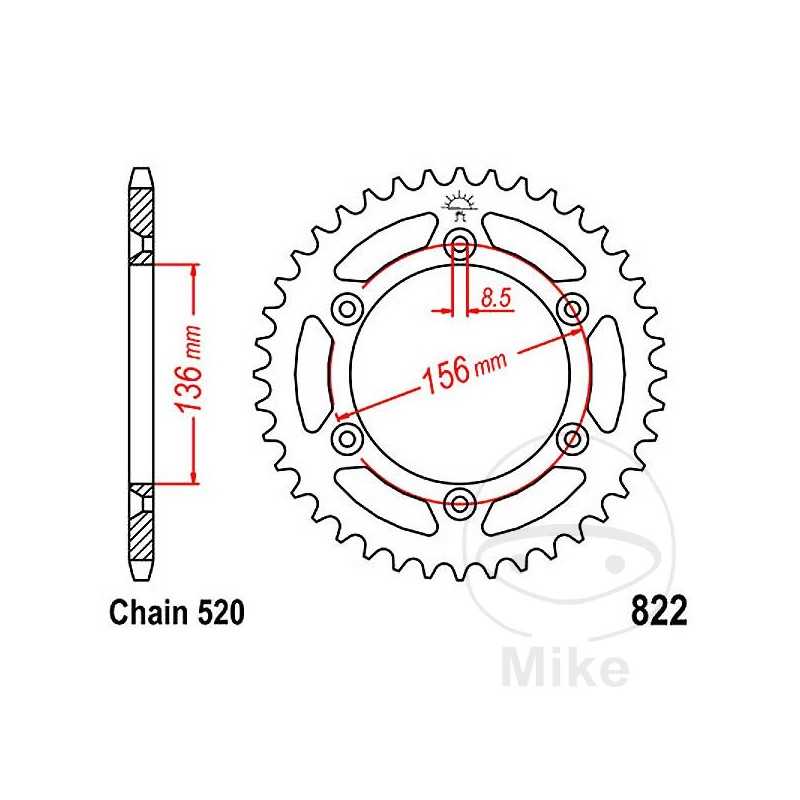 JT SPROCKETS Corona plato transmisión 41T P-520 Ø136 MM Ø156 727.56.39
