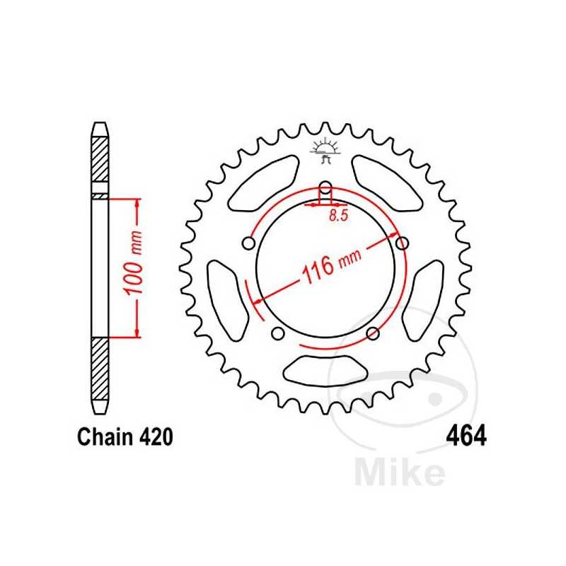JT SPROCKETS Corona plato transmisión 44T P-420 Ø100 MM Ø116 727.05.15