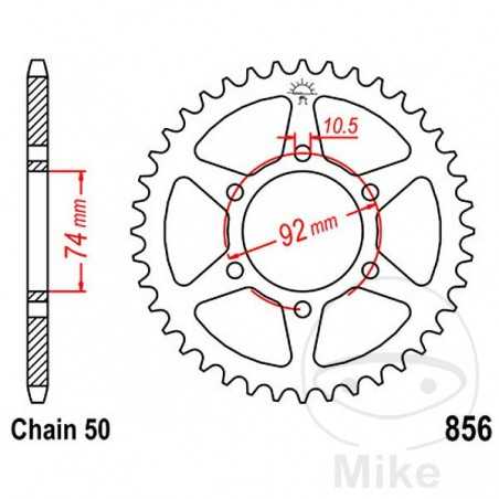 JT SPROCKETS Corona plato transmisión 45T P-530 Ø074 MM Ø092 727.32.61