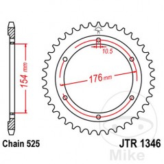 JT SPROCKETS Corona plato transmisión 44T P-525 Ø154 MM Ø176 727.15.51