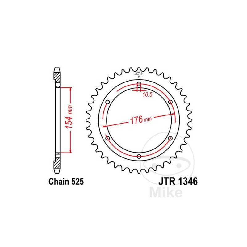 JT SPROCKETS Corona plato transmisión 43T P-525 Ø154 MM Ø176 727.05.93