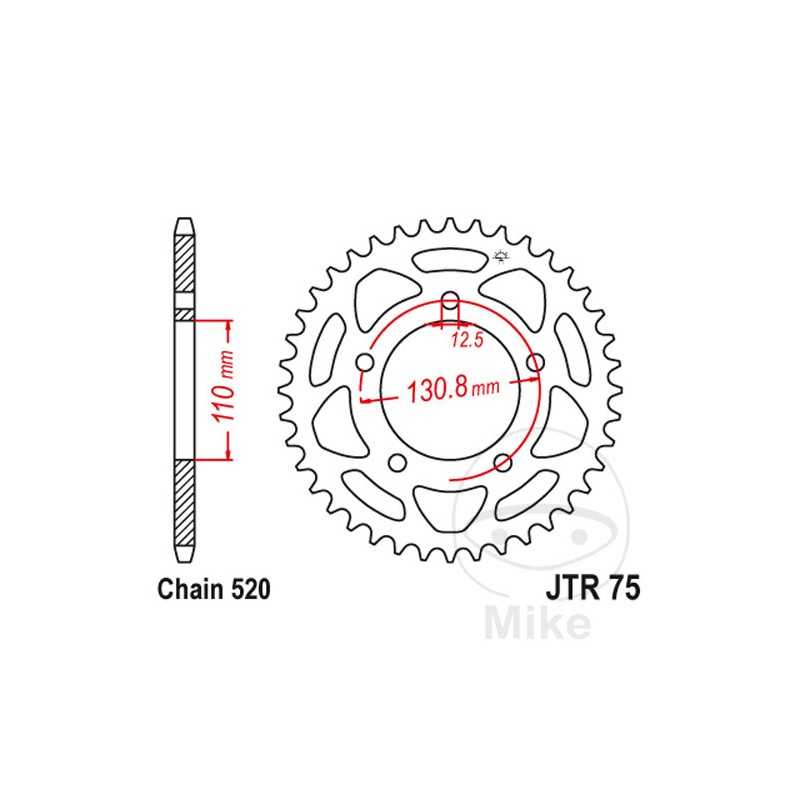JT SPROCKETS Corona plato transmisión 43T P-520 Ø110 MM Ø130.8 727.06.07