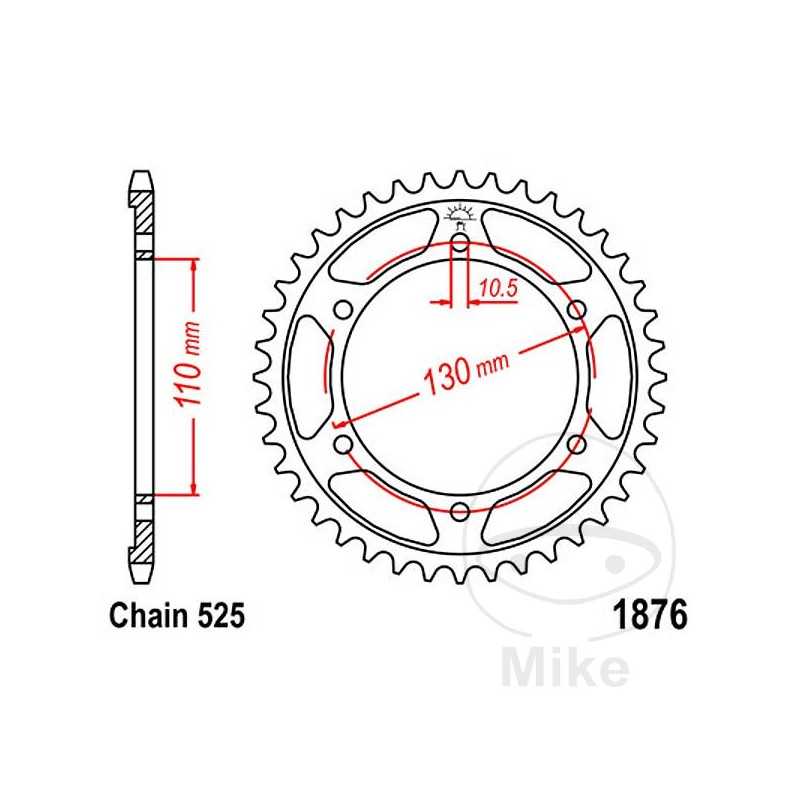 JT SPROCKETS Corona plato transmisión 44T P-525 Ø110 MM Ø130 727.06.54