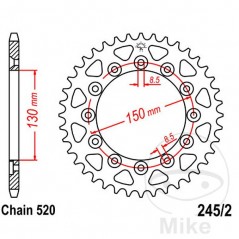 JT SPROCKETS Corona plato transmisión 38T P-520 Ø130 MM Ø150 727.07.47