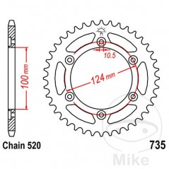 JT SPROCKETS Corona plato transmisión 37T P-520 Ø100 MM Ø124 727.48.71