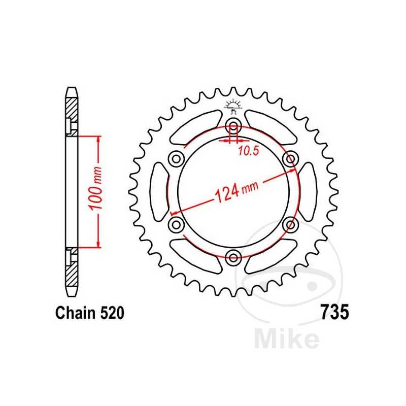 JT SPROCKETS Corona plato transmisión 37T P-520 Ø100 MM Ø124 727.48.71
