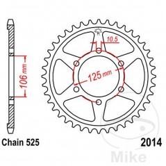 JT SPROCKETS Corona plato transmisión 37T P-525 Ø106 MM Ø125 727.08.54