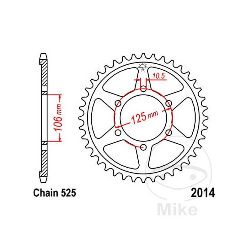 JT SPROCKETS Corona plato transmisión 37T P-525 Ø106 MM Ø125 727.08.54