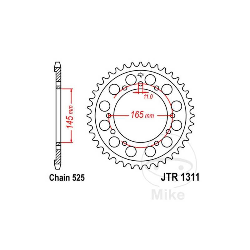 JT SPROCKETS Transmission plate crown 44T P-525 Ø145 MM Ø165 727.37.24