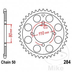 JT SPROCKETS Corona plato transmisión 37T P-530 Ø80 MM Ø110 727.09.35