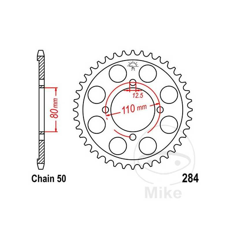JT SPROCKETS Corona plato transmisión 37T P-530 Ø80 MM Ø110 727.09.35