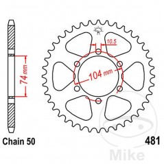 JT SPROCKETS Corona plato transmisión 42T P-530 Ø074 MM Ø104 727.21.56