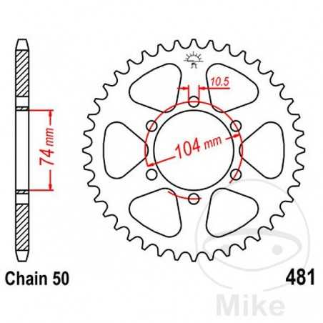 JT SPROCKETS Corona plato transmisión 42T P-530 Ø074 MM Ø104 727.21.56