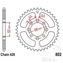 JT SPROCKETS Corona plato transmisión 34T P-428 Ø52 MM Ø68 727.02.86