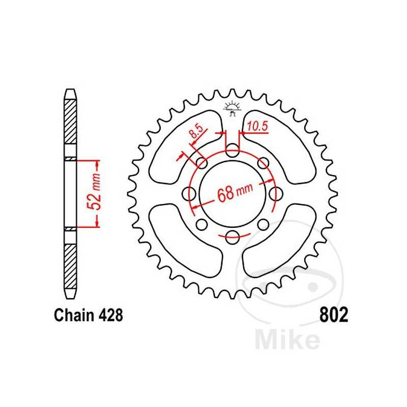 JT SPROCKETS Corona plato transmisión 36T P-428 Ø52 MM Ø68 727.08.92