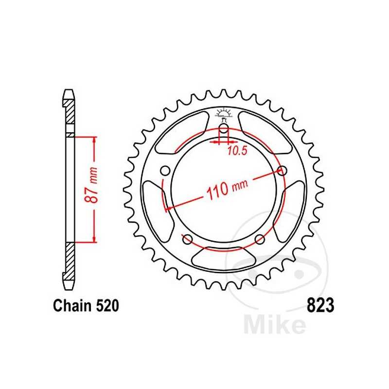 JT SPROCKETS Corona plato transmisión 39T P-520 Ø87 MM Ø110 727.36.59