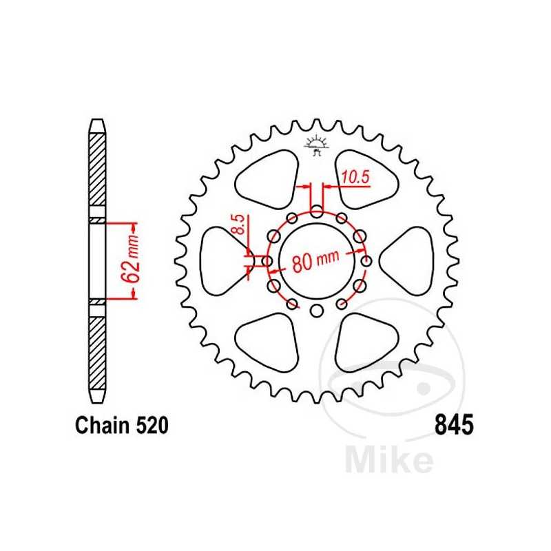 JT SPROCKETS Corona plato transmisión 40T P-520 Ø62 MM Ø80 727.17.03