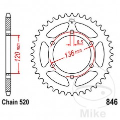 JT SPROCKETS Corona plato transmisión 37T P-520 Ø120 MM Ø136 727.42.85