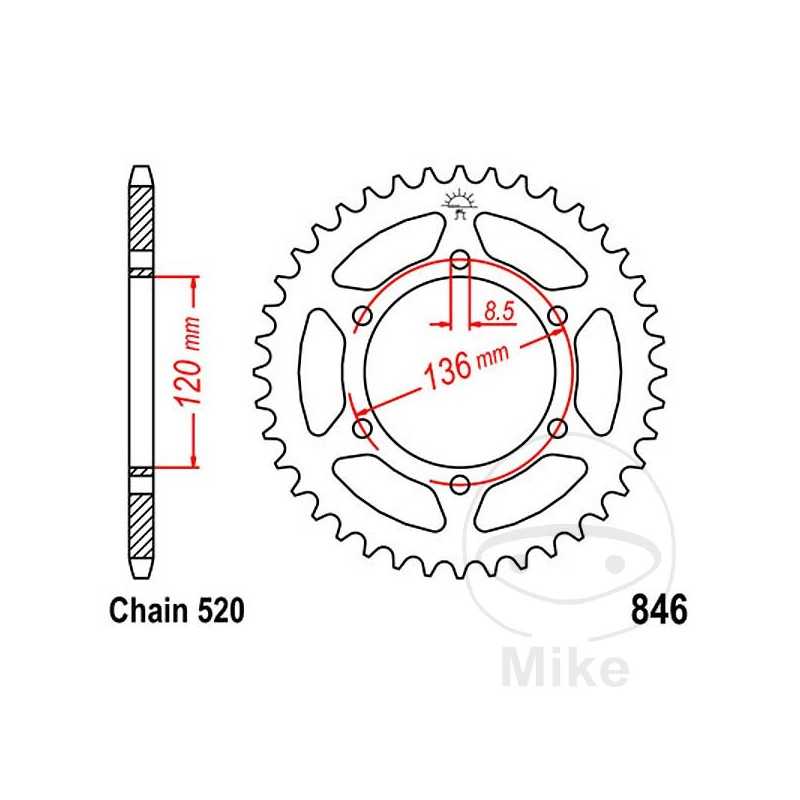 JT SPROCKETS Corona plato transmisión 37T P-520 Ø120 MM Ø136 727.42.85