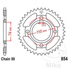JT SPROCKETS Corona plato transmisión 36T P-530 Ø74 MM Ø110 727.32.38