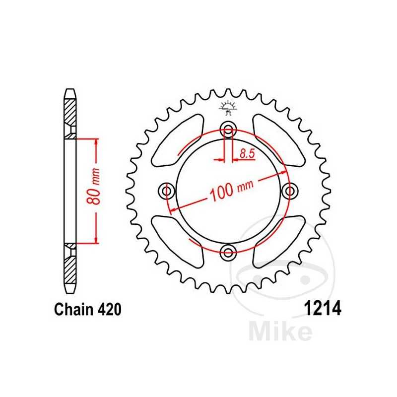 JT SPROCKETS Corona plato transmisión 36T P-420 Ø80 MM Ø100 727.33.12
