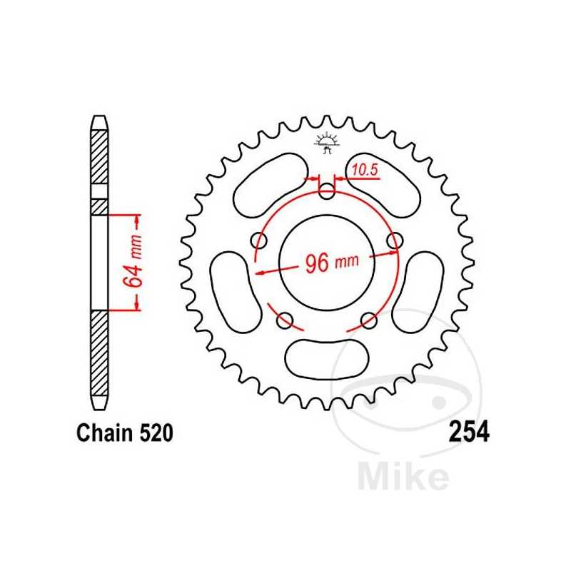 JT SPROCKETS Corona plato transmisión 43T P-520 Ø064 MM Ø096 727.29.33