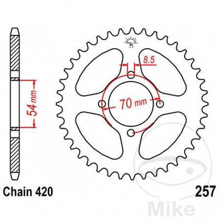JT SPROCKETS Corona plato transmisión 36T P-420 Ø54 MM Ø70 727.02.35