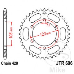 JT SPROCKETS Corona plato transmisión 43T P-428 Ø108 MM Ø123 727.09.59