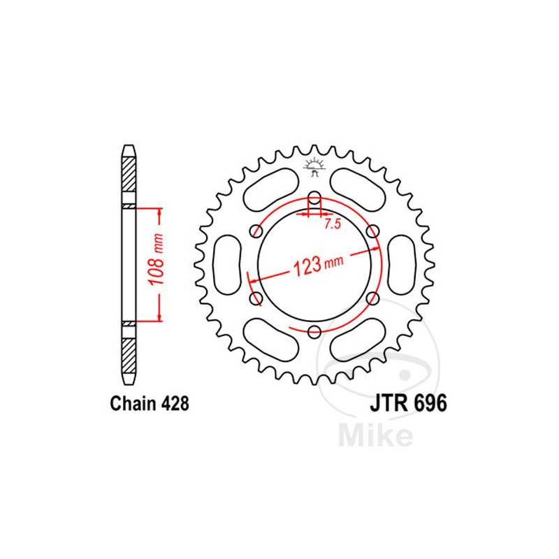 JT SPROCKETS Corona plato transmisión 43T P-428 Ø108 MM Ø123 727.09.59