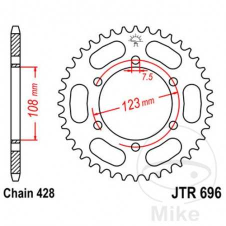JT SPROCKETS Transmission plate crown 43T P-428 Ø108 MM Ø123 727.09.59