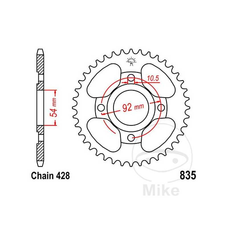 JT SPROCKETS Corona plato transmisión 45T P-428 Ø054 MM Ø092 727.16.04