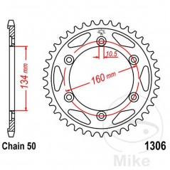 JT SPROCKETS Corona plato transmisión 41T P-530 Ø134 MM Ø160 727.10.01