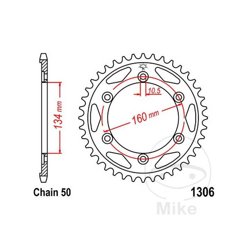 JT SPROCKETS Corona plato transmisión 41T P-530 Ø134 MM Ø160 727.10.01