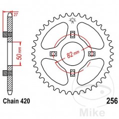 JT SPROCKETS Corona plato transmisión 28T P-420 Ø50 MM Ø82 727.02.32