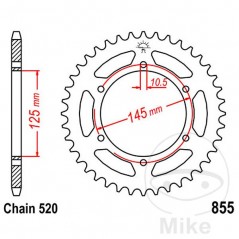 JT SPROCKETS Corona plato transmisión 47T P-520 Ø125 MM Ø145 727.00.10