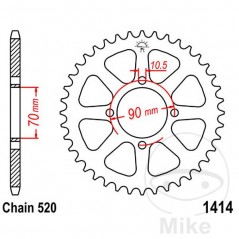 JT SPROCKETS Corona plato transmisión 43T P-520 Ø070 MM Ø090 727.14.55
